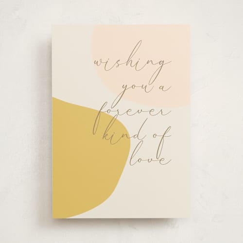 This is a champagne wedding cards with standard by David Michuki called forever love printing on signature in greeting cards