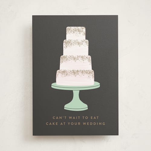 This is a slate wedding cards with standard by Ashlee Townsend called can't wait for cake printing on signature in greeting cards
