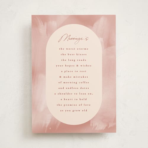This is a blush wedding cards with standard by Corinne Malesic called marriage is printing on signature in greeting cards