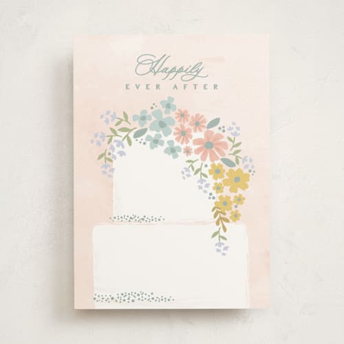 This is a buttercream wedding cards with standard by Karidy Walker called happily ever after cake printing on signature in greeting cards