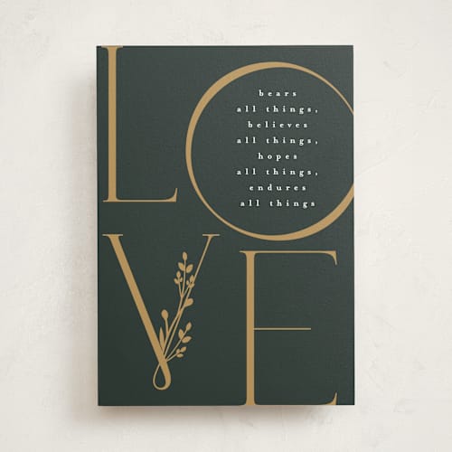This is a forest wedding cards with standard by Ana de Sousa called love- corinthians printing on signature in greeting cards