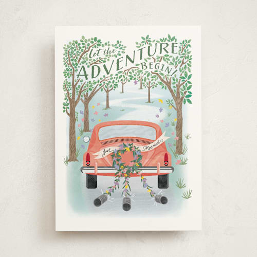 This is a forest wedding cards with standard by Paper Sun Studio called lovers' lane printing on signature in greeting cards