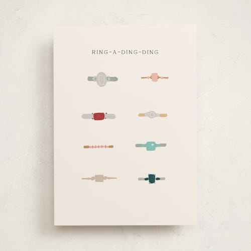 This is a cream wedding cards with standard by Corinne Malesic called ring a ding printing on signature in greeting cards