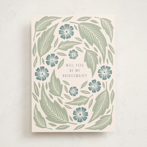 This is a forest wedding cards with standard by Katharine Watson called floral field printing on signature in greeting cards