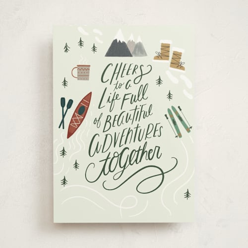 This is a spearmint wedding cards with standard by Hannah Williams called adventures printing on signature in greeting cards