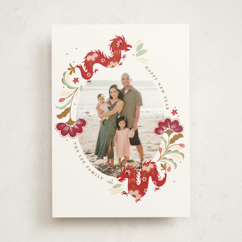 This is a pomegranate chinese new year cards with standard by Sarah Knight called lunar dragons printing on signature in standard