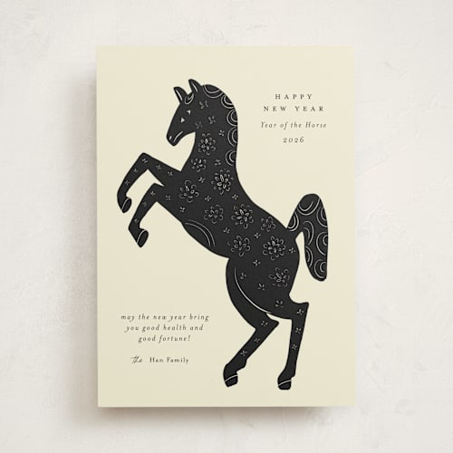 This is a ink chinese new year cards by Ani Somi called new year horse printing on signature in standard
