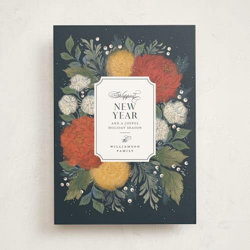 This is a navy met with standard by Paper Raven Co. called holiday bouquet printing on signature in standard