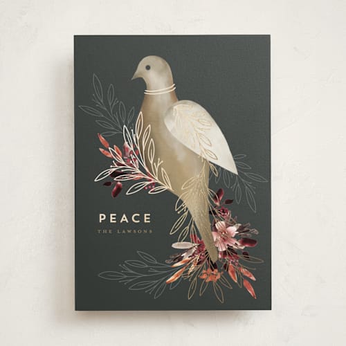 This is a slate met with foil pressed by Petra Kern called the messenger of peace printing on signature in standard