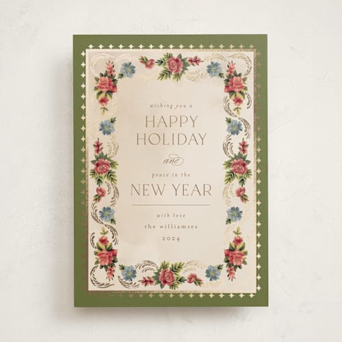 This is a parchment met with foil pressed by Chris Griffith called holiday brocade printing on signature in standard