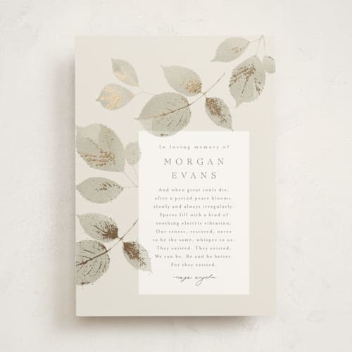 This is a meadow memorial cards with foil pressed by Kristie Kern called sonnet printing on signature in standard