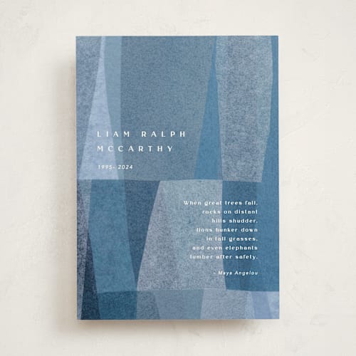 This is a seaside memorial cards with standard by Carrie Moradi called denim patchwork printing on signature in standard
