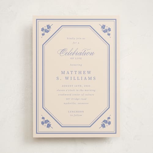This is a serene memorial cards with standard by letterfix called cherished life printing on signature in standard