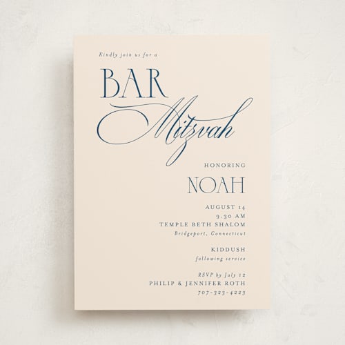 This is a celestial bar mitzvah bat mitzvah invitations with standard by Benita Crandall called blessed mitzvah printing on signature in standard