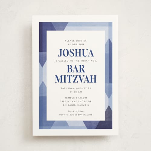 This is a cotton bar mitzvah bat mitzvah invitations with standard by Robert and Stella called modern star printing on signature in standard