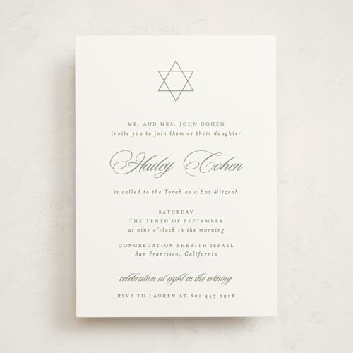 This is a pine bar mitzvah bat mitzvah invitations with standard by Creo Study called aristocratic printing on signature in standard