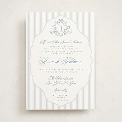 This is a provincial bar mitzvah bat mitzvah invitations with standard by Jenna Holcomb called regency printing on signature in standard