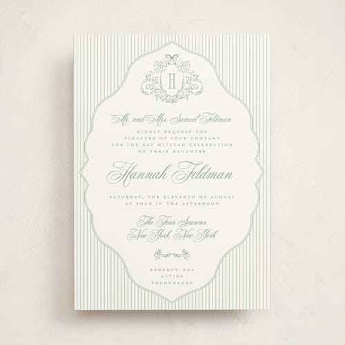 This is a garden bar mitzvah bat mitzvah invitations with standard by Jenna Holcomb called regency printing on signature in standard