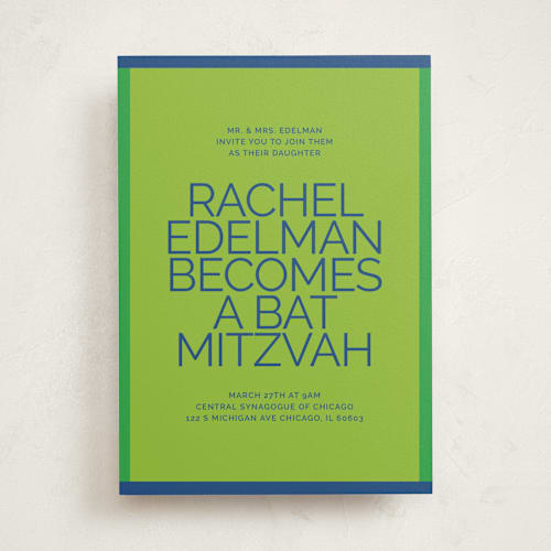 This is a electric bar mitzvah bat mitzvah invitations with standard by Inkblot Design called pop up printing on signature in standard
