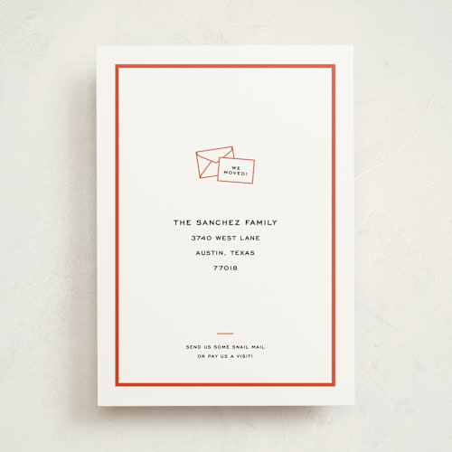 This is a tomato moving announcements with standard by Megan Davis called snail mail printing on signature in standard