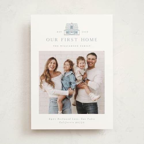 This is a stormy moving announcements with standard by Becky Nimoy called first home classic motif printing on signature in standard