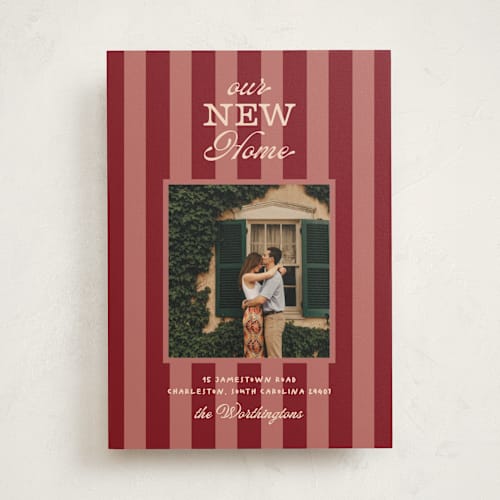 This is a wine moving announcements with standard by Creo Study called vintage stripes printing on signature in standard
