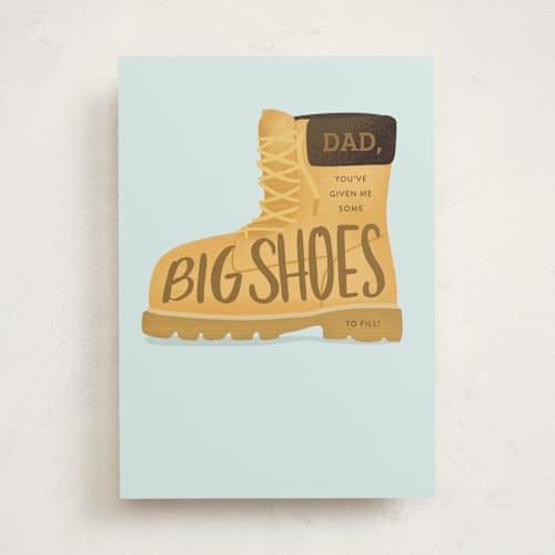 This is a leather tbd with standard by Itsy Belle Studio called big shoes printing on signature in greeting cards