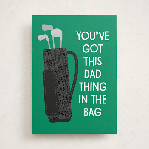 This is a grass tbd with standard by Kacey Kendrick Wagner called golf bag printing on signature in greeting cards