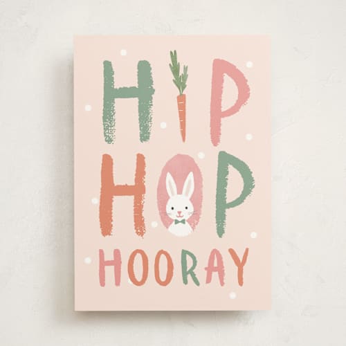 This is a coral tbd with standard by Carolyn MacLaren called bunny hop printing on signature in greeting cards