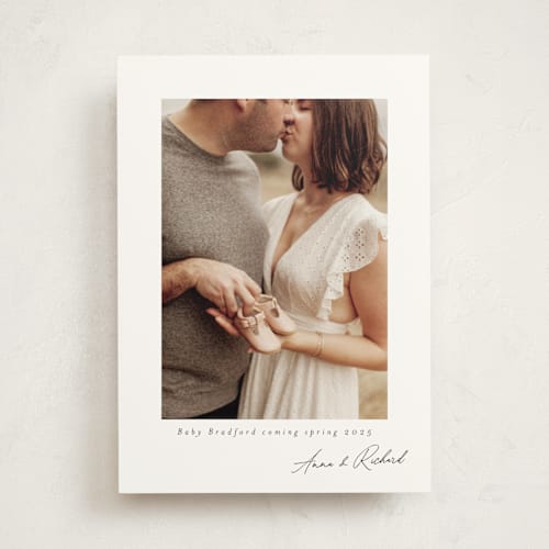This is a moon pregnancy announcements with standard by Nicole Walsh called signed by us printing on triplethick in standard