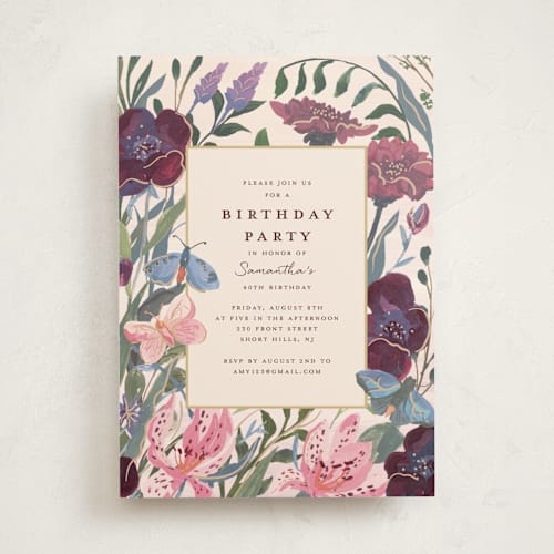 This is a sunshine party invitations with standard by Teju Reval called magical garden printing on signature in standard
