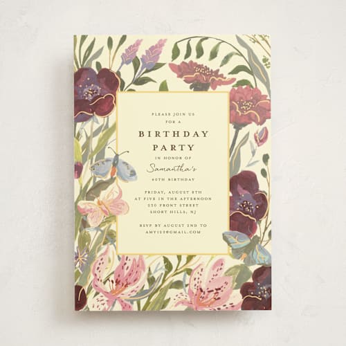 This is a citrus party invitations with standard by Teju Reval called magical garden printing on signature in standard