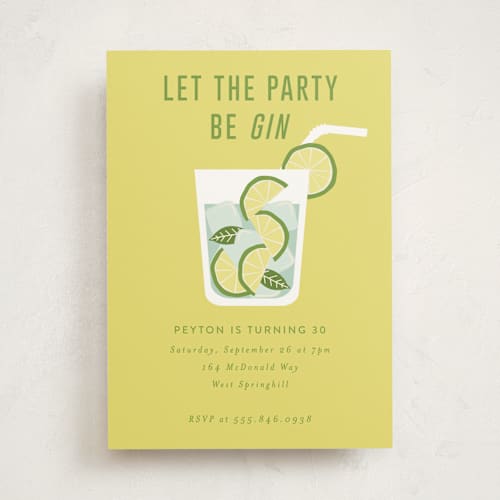 This is a zesty lemon party invitations with standard by Kampai Designs called be gin printing on signature in standard