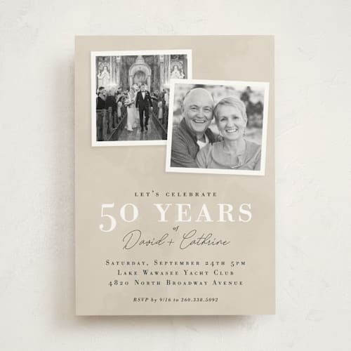 This is a almond party invitations with standard by Jessie Steury called snapshots printing on signature in standard