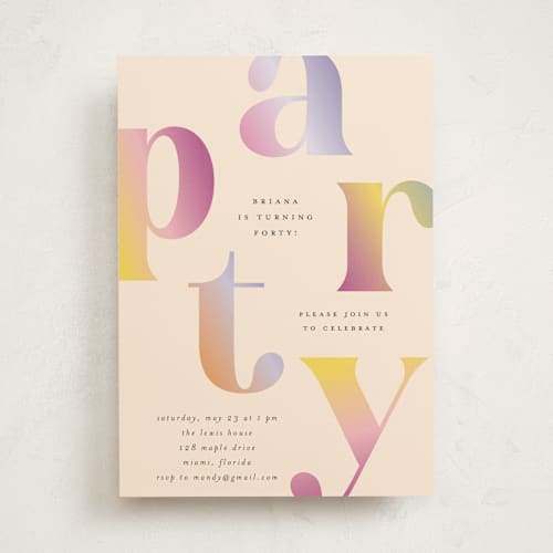 This is a fruitcake party invitations with standard by Vera Lim called gradient party printing on signature in standard
