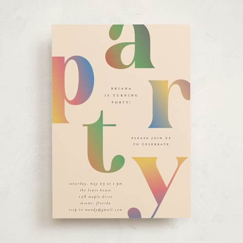 This is a gumdrops party invitations with standard by Vera Lim called gradient party printing on signature in standard