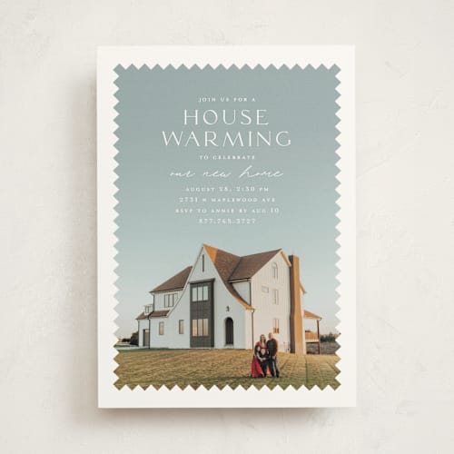 This is a dove party invitations with standard by Anastasia Makarova called house warming printing on signature in standard
