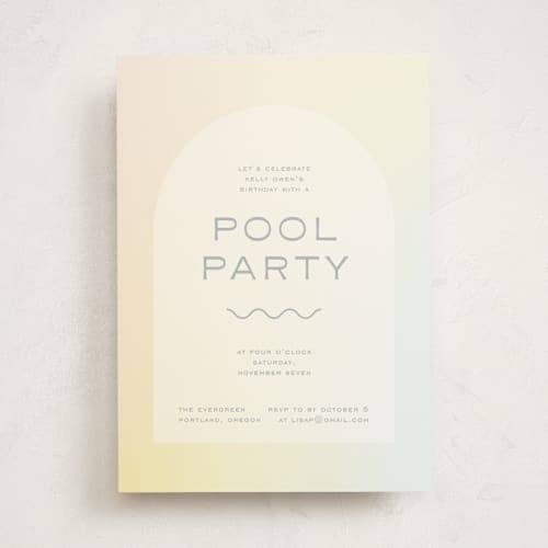 This is a tropics party invitations with standard by Blustery August called summer printing on signature in standard