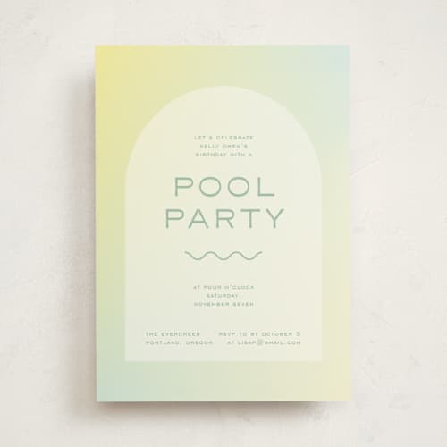 This is a capri party invitations with standard by Blustery August called summer printing on signature in standard