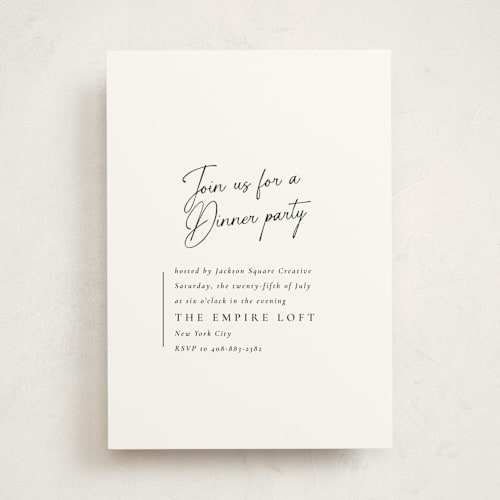 This is a tuxedo party invitations with standard by Jackie Mangiolino called opera printing on signature in standard