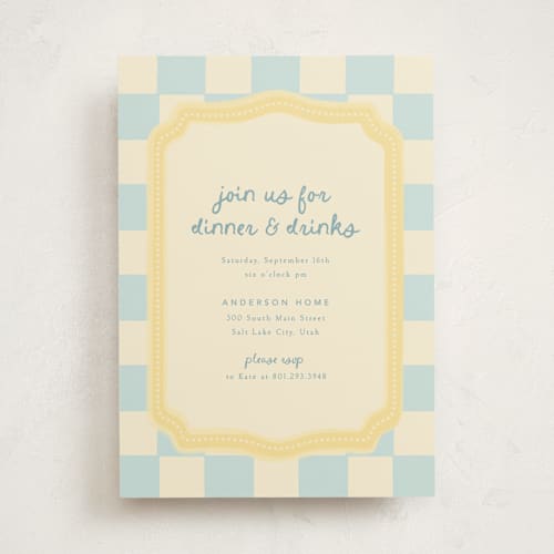 This is a sky party invitations with standard by Robert and Stella called checkered china printing on signature in standard