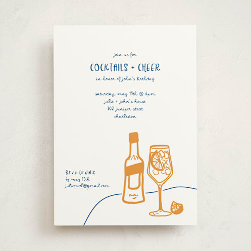 This is a capri party invitations with standard by Erika Firm called spritz dinner printing on signature in standard