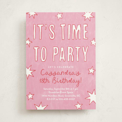 This is a cotton candy party invitations with standard by Kercia Jane called starry celebration printing on signature in standard