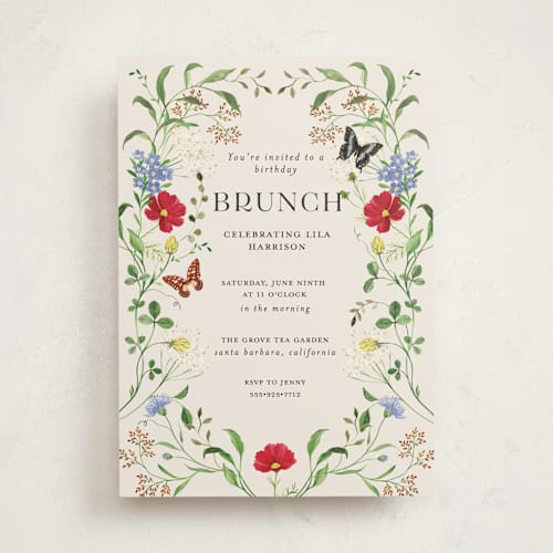 This is a elder flower party invitations with standard by Sarah Knight called wild meadow printing on signature in standard