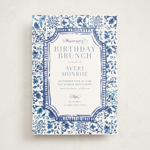 This is a cerulean party invitations with standard by Jenna Holcomb called amalfi coast printing on signature in standard