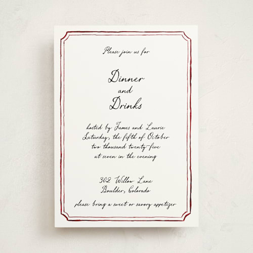 This is a wine party invitations with standard by Cass Loh called handwritten printing on signature in standard