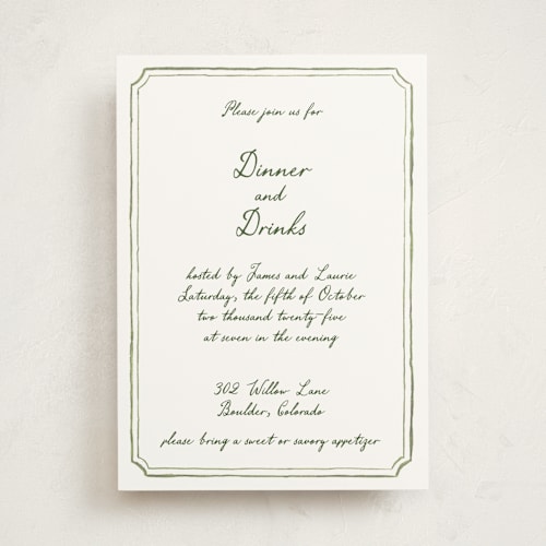 This is a moss party invitations with standard by Cass Loh called handwritten printing on signature in standard
