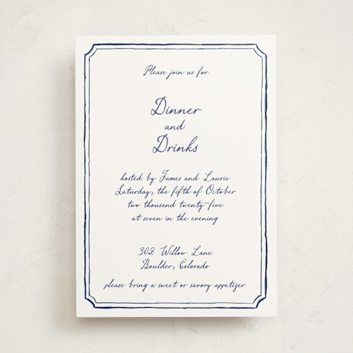 This is a midnight party invitations with standard by Cass Loh called handwritten printing on signature in standard