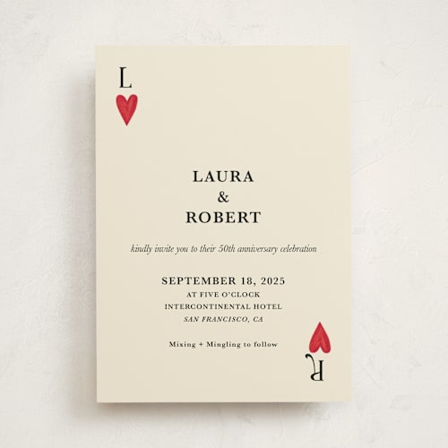 This is a champagne party invitations with standard by Helena Vitto called red hearts printing on signature in standard