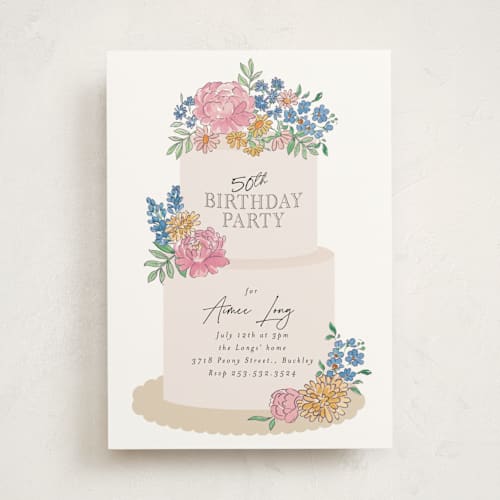 This is a summer party invitations with standard by Itsy Belle Studio called garden cake printing on signature in standard